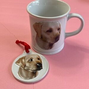 Yellow Labrador dog Christmas gift set - coffe mug & ornament NEW